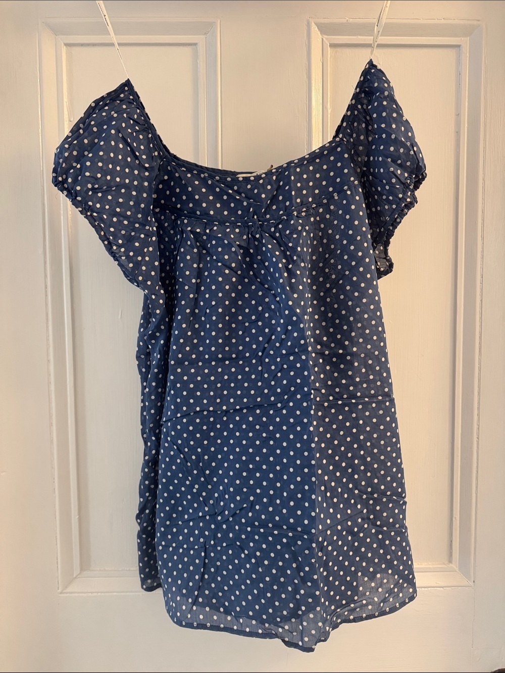 Trinity Blue Polka Dot Off-Shoulder Women’s Top size medium NWT